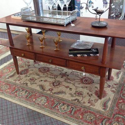 Walnut Willet MCM sofa table/server