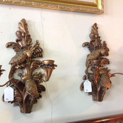 Hollywood Regency parrot sconces