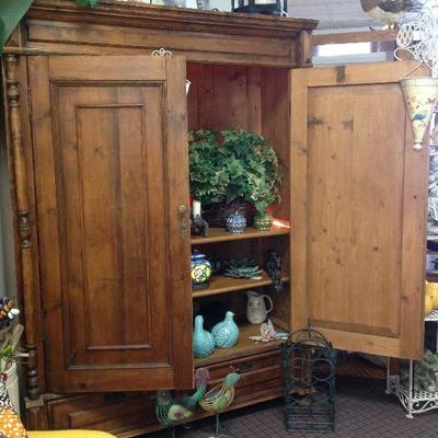 Large rustic antique corner wardrobe. Handmade hardware