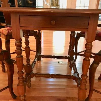 Mahogany drop leaf gate leg table $275
59 X 43 X 30"
Set of 4 Queen Anne style dining chairs $220