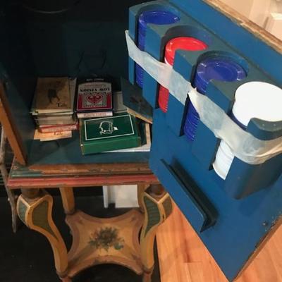 Vintage poker and card cabinet $149
