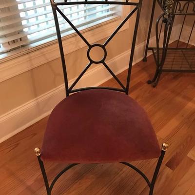 Iron, composite marble and glass dining table and 6 chairs $695
table is 72  X 44 X 30"