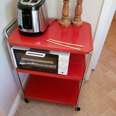 Red metal kitchen cart