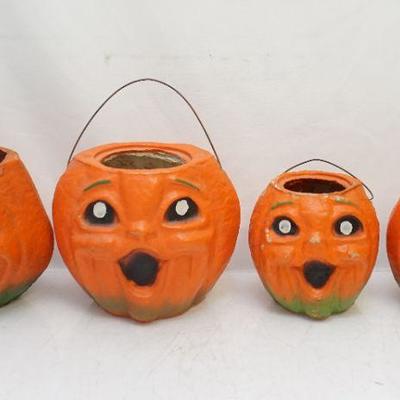 4 VINTAGE AMERICAN PULP FIGURAL JACK-O-LANTERNS