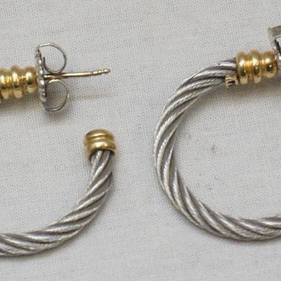 CHARRIOL 18kt & STAINLESS CELTIC HOOP EARRINGS