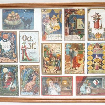 13 ANTIQUE HALLOWEEN POSTCARDS FRAME