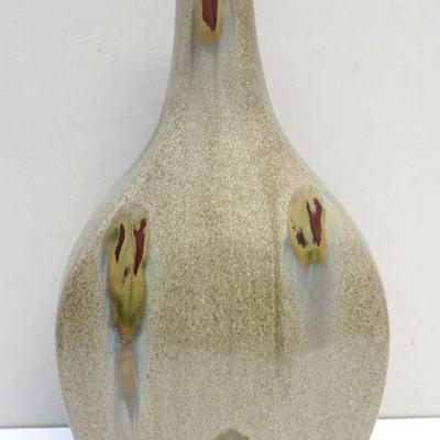 Large Contemporary Modern Art Pottery Vase. Unique glaze combination. Good Condition. Measures 10 1/2"x5 1/2"x19".
