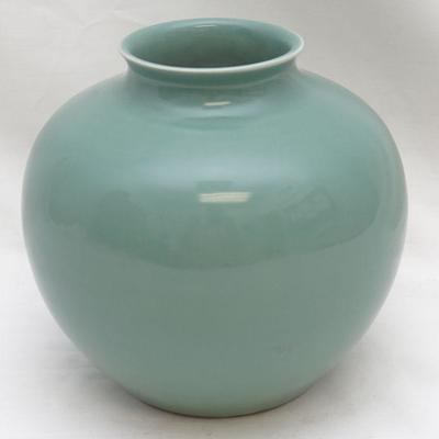 Chinese Celadon Vase with Kangxi Marks. Signed with Da Qing Kangxi Nian Zhi - "Great Qing dynasty Kangxi Period Make". Jian...
