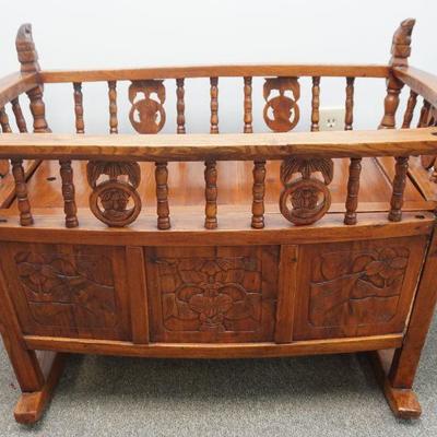 CHINESE ELM WOOD BABY CRADLE