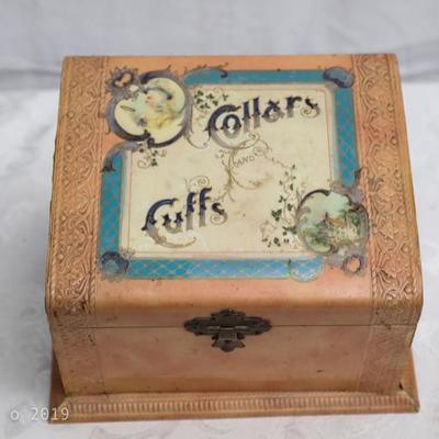 Antique Victorian Collar/Cuffs Box-Celluloid Top 