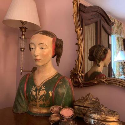 Renaissance Style Bust, Victorain Jewelry Boxes 