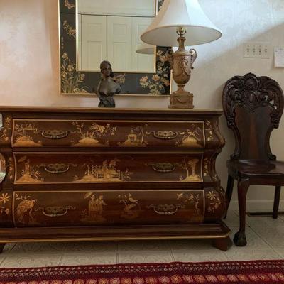 Bombe Chest with Chinese Gilt Decoration 