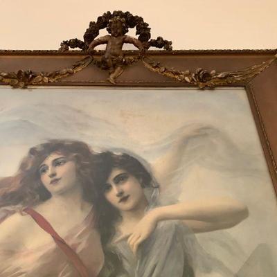 Edouard Bisson, Love's Embrace, Hand Colored Lithograph 