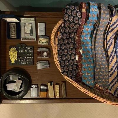 Ferragamo and Fendi Men's Designer Ties, Vintage Lighters  