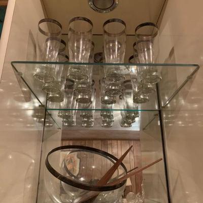 Vintage Barware, Doroty Thorpe Style with Silver Rim 