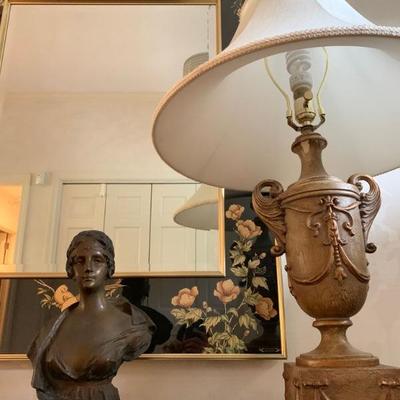 Pablo Rigual, 1863-1917, Bust of a Woman, Urn Lamp 