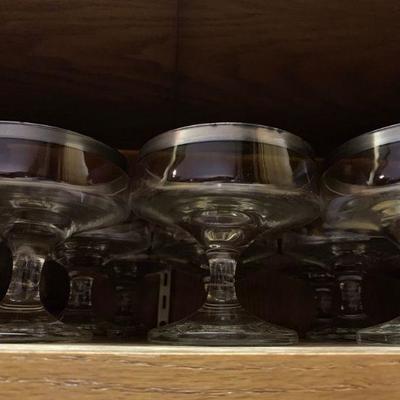 Vintage Barware, Dorothy Thorpe Style Silver Rim 