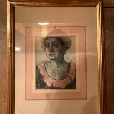 1920's Pastel Portrait, Signed 