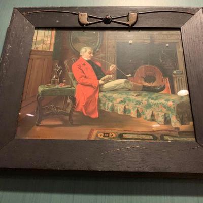 Vintage Lithograph, Pipe Smoker 