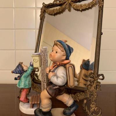 Hummels, Gilt Metal Dressing Table Mirror 