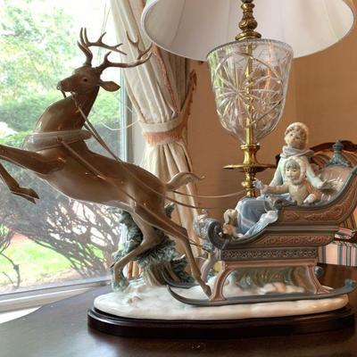 Lladro, Winter Wonderland, Waterford Lamp 