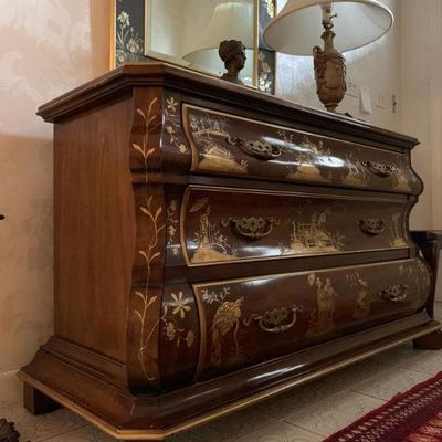 Bombe Chest with Chinese Gilt Decoration 