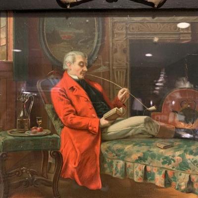 Vintage Lithograph, Pipe Smoker 