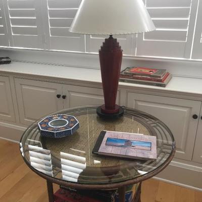 Bamboo glass top table