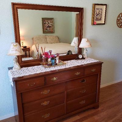 Cherry dresser & mirror