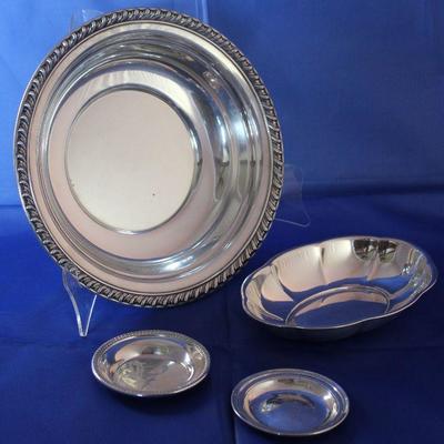 Wallace Sterling Silver:  â€œHalifaxâ€ 10â€ serving bowl, Oval 7 1/2â€ x 5â€ dish, Coaster and Newport Sterling Butter Pat