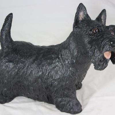 Cast Resin Black Scottie Dog (11â€H x 12.5â€L)