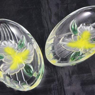 Studio Nova crystal yellow orchid oval dish. 7â€ x  4â€ 