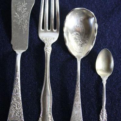 Wendell Sterling Silver Master Butter Knife 19th C., Simpson, Hall & Miller â€œStratfordâ€ Dinner fork c. 1900â€™s, Gorham Sterling...