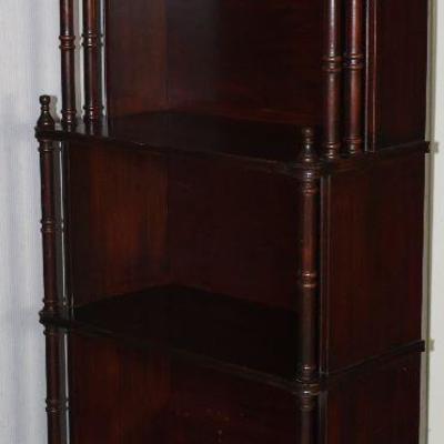 Vintage mahogany turned column whatnot/bookcase 22 1/2â€ W x 11â€ D x 49â€ H