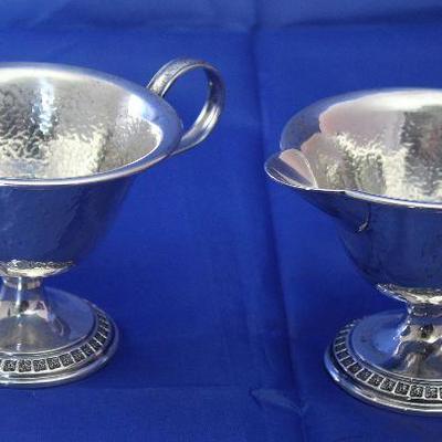 Art Deco hammered Sterling Silver sugar and creamer