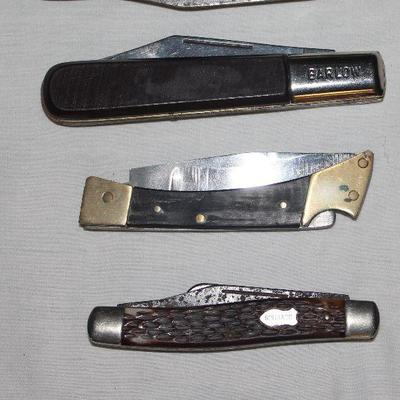 Collection of knives:  Case, Buck, Schrade, Barlow, etc.