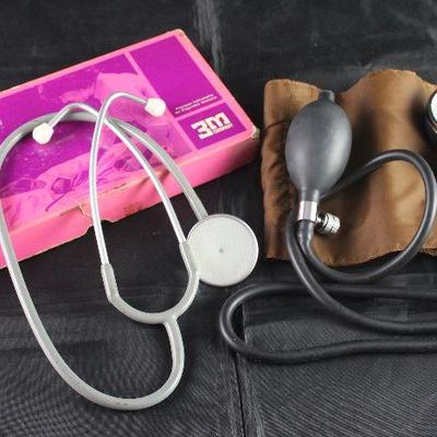 Littmann 3m Company Nursescope c.1976;  Taylor vintage pocket aneroid sphygmomanometer 