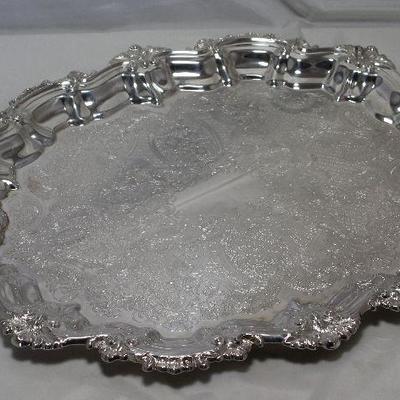 Ornate Silverplate serving tray 16â€ x 19â€