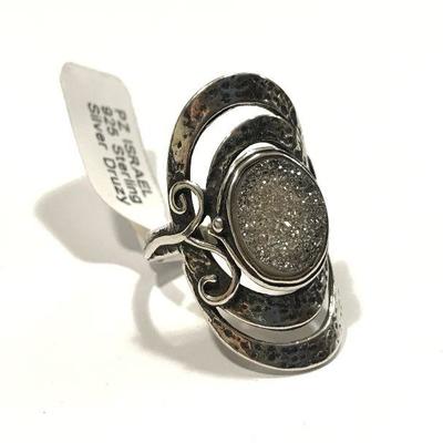 PZ ISRAEL 925 Sterling Silver Druzy Stone 	