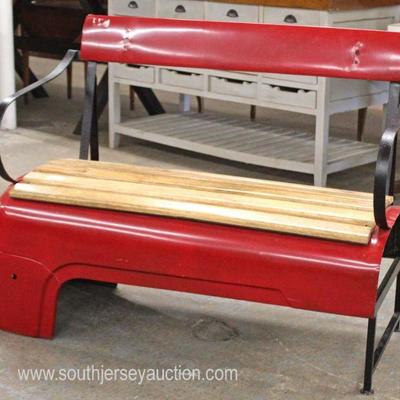  Country Red Tractor Design Metal Bench 