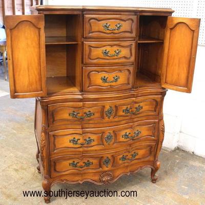 Mahogany Carved Country French Provincial High Chest and Low Chest 