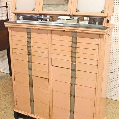  ANTIQUE Painted Pink Multi Drawer Dental Cabinet 