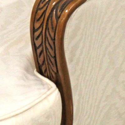  3 Part Mahogany Frame Carved Upholstered Button Tufted French Style Sectional Sofa 