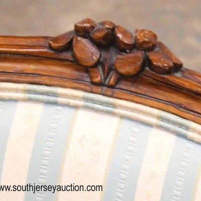  Country French Carved Upholstered Arm Chair 