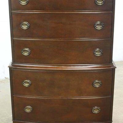  Mahogany Bow Front High Chest and Low Chest 