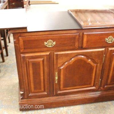  11 Piece Cherry Queen Anne Dining Room Set with Banded and Inlaid Table and Flip Top Server 