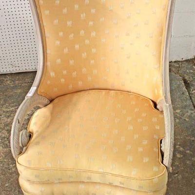  Decorator Scroll Arm Carved Upholstered Chair 