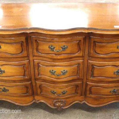  Mahogany Carved Country French Provincial High Chest and Low Chest 