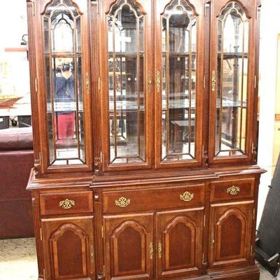  11 Piece Cherry Queen Anne Dining Room Set with Banded and Inlaid Table and Flip Top Server 