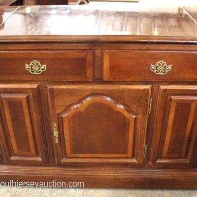  11 Piece Cherry Queen Anne Dining Room Set with Banded and Inlaid Table and Flip Top Server 
